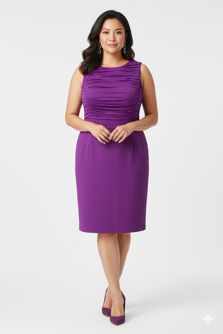 Tahari Woman Violet Purple Ruched Top Sleeveless Sheath Dress Plus Size 20